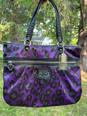 COACH Poppy Ocelot Hobo — NWOT — Factory Correct Hangtags — Black/Purple